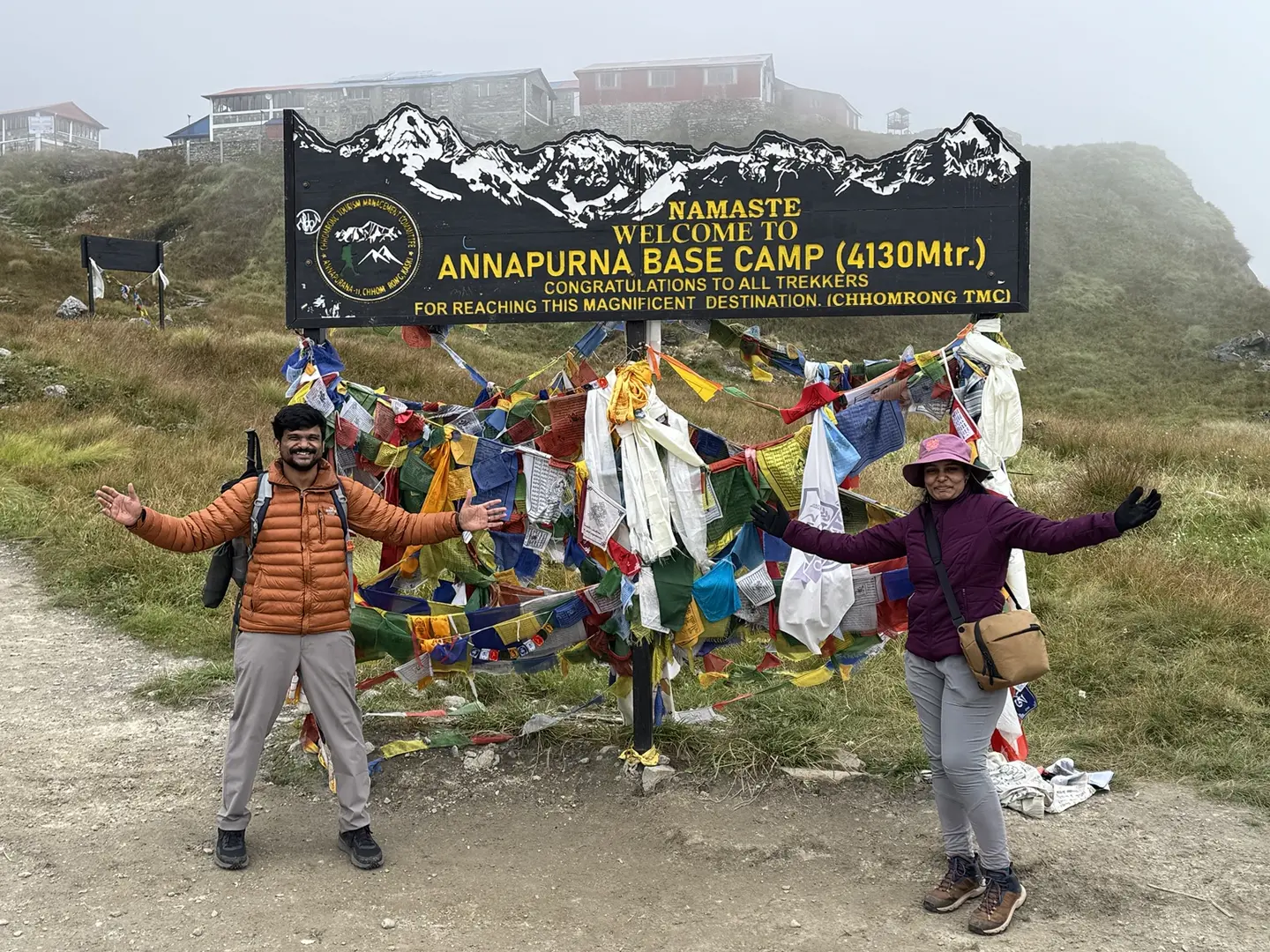 Sujana and Radha Krishna together at Annapurna Base Camp in Nepal